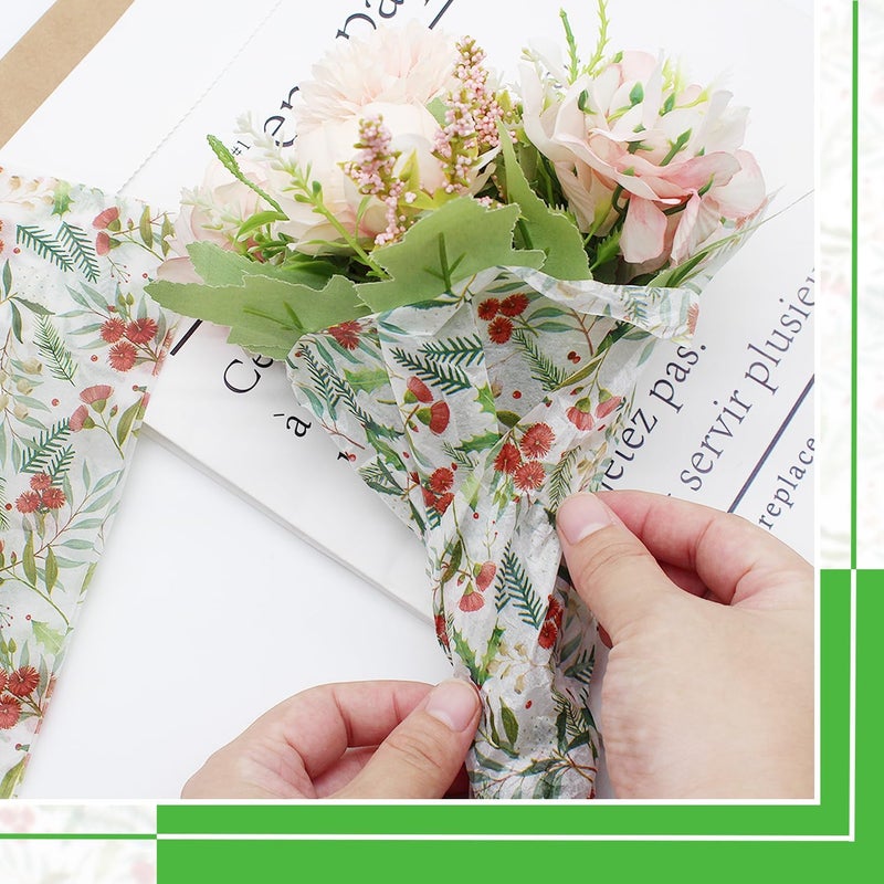 Benvo Floral Tissue Paper 20x29 Inch - 20 Sheets Decoupage Craft Paper for Gift Wrapping, Flower DIY Art Projects, Spring Wedding, Birthday & Baby Shower Decorations(Style O) - Image 5